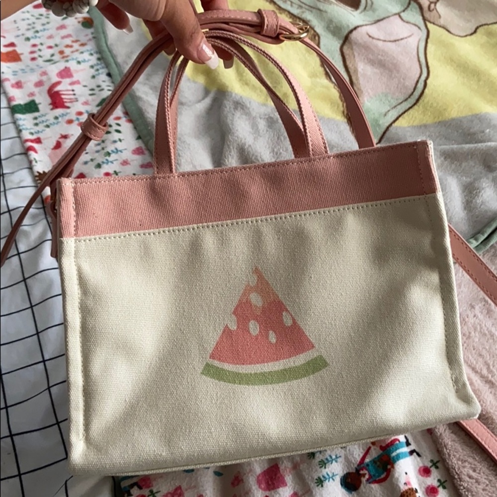 Lauren Conrad watermelon mini canvas tote purse